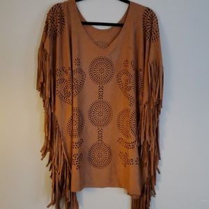 Faux leather poncho